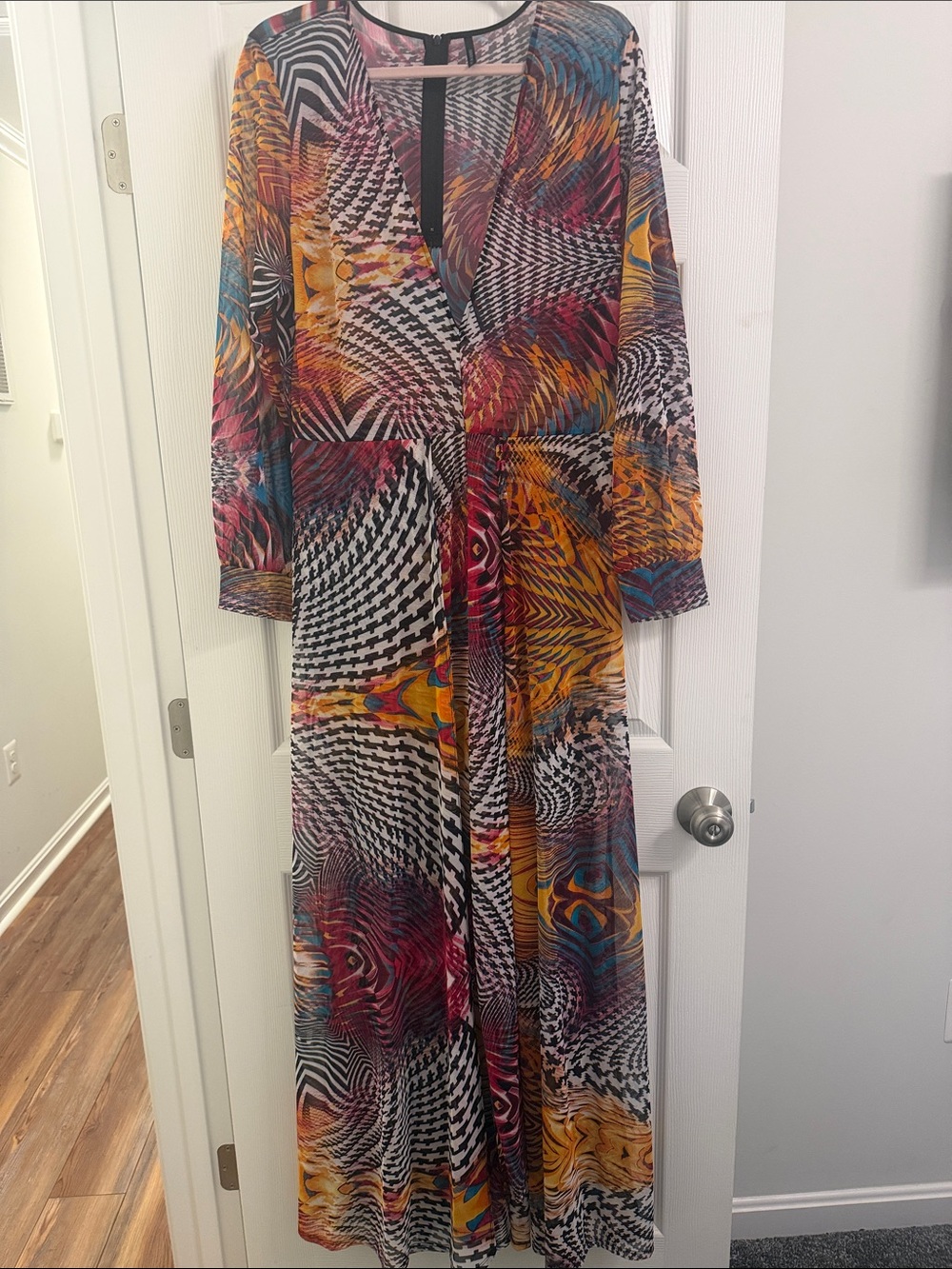 Multi-Color deepneck Abstract Pattern jumpsuit